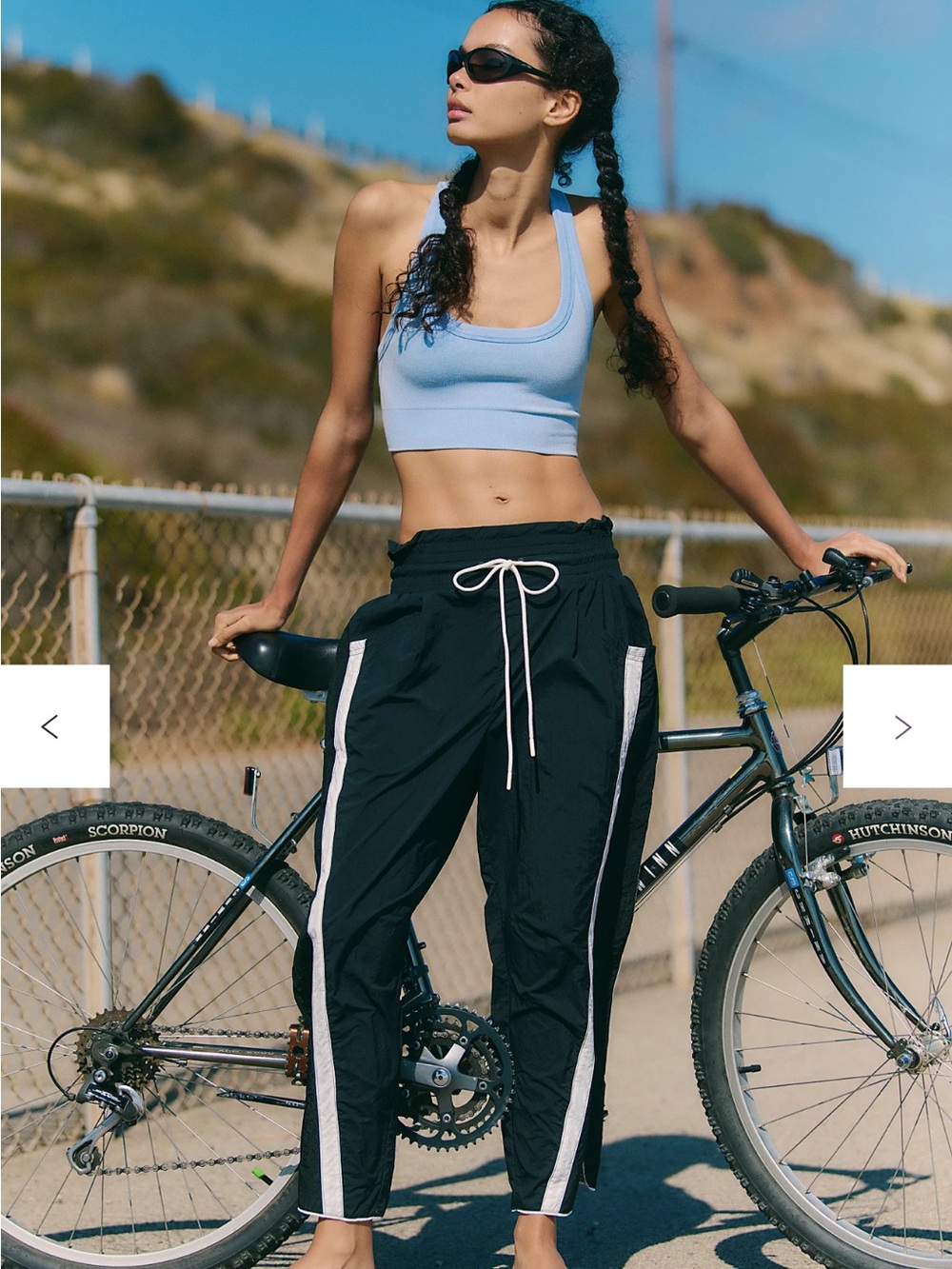 Free People Black Track Joggers with White Side Stripes
